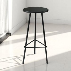 Banqueta Retro Alta Ferro Industrial Assento Peroba 70cm Preto