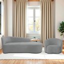 Ver imagem 2 de Kit Divã Recamier Orgânico França 140cm Lado Direito e Poltrona Amore Bouclé