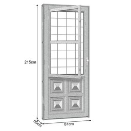 Porta de Aço Postigo Quadriculado Silver 81x215 R50 Abertura Direita Prata - 2