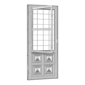 Porta de Aço Postigo Quadriculado Silver 81x215 R50 Abertura Direita Prata