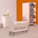 Ver imagem 1 de Conjunto Berço Mini Cama Retrô, Cômoda e Guarda Roupa Rosa