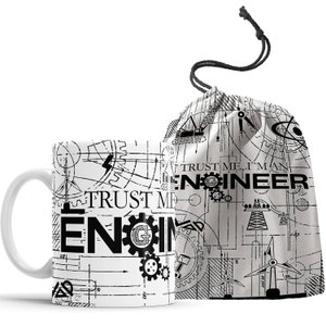 Caneca Trust Me I'm An Engineer com saquinho