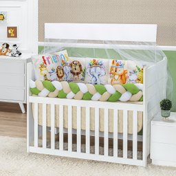 KIT JOGO DE BERÇO SAFARI ESTAMPADO 10 PEÇAS KIT AMERICANO DE BERÇO BABY ZOO PARA BEBE LUXUOSO:INDIO - 7