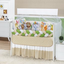 KIT JOGO DE BERÇO SAFARI ESTAMPADO 10 PEÇAS KIT AMERICANO DE BERÇO BABY ZOO PARA BEBE LUXUOSO:INDIO - 1