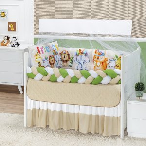 KIT JOGO DE BERÇO SAFARI ESTAMPADO 10 PEÇAS KIT AMERICANO DE BERÇO BABY ZOO PARA BEBE LUXUOSO:INDIO