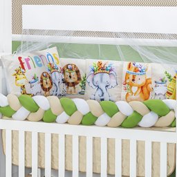KIT JOGO DE BERÇO SAFARI ESTAMPADO 10 PEÇAS KIT AMERICANO DE BERÇO BABY ZOO PARA BEBE LUXUOSO:INDIO - 3