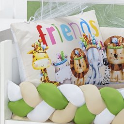 KIT JOGO DE BERÇO SAFARI ESTAMPADO 10 PEÇAS KIT AMERICANO DE BERÇO BABY ZOO PARA BEBE LUXUOSO:INDIO - 6