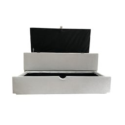 RECAMIER PUFF BAÚ SAPATEIRA E GAVETA 90 CM PARA CAMA DE SOLTEIRO - CREME - 6