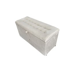 RECAMIER PUFF BAÚ SAPATEIRA E GAVETA 90 CM PARA CAMA DE SOLTEIRO - CREME - 5