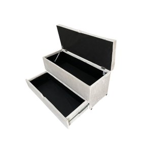 RECAMIER PUFF BAÚ SAPATEIRA E GAVETA 90 CM PARA CAMA DE SOLTEIRO - CREME
