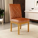 Ver imagem 2 de Kit 3 Cadeiras de Sala de Jantar Estofadas Gomes Madeira Maciça PU Marrom G78 - Gran Belo Cadeira de