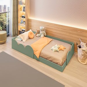 Cama Infantil Montessoriana Solteiro Cloud:verde Bellagio
