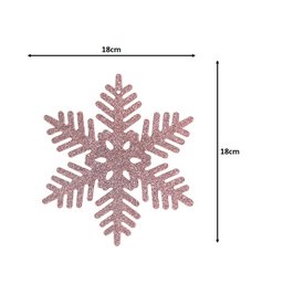 Jogo Floco de Neve Gliter Rosê Gold 18cm Enfeite Natalino 3 Peças - Yangzi - 3