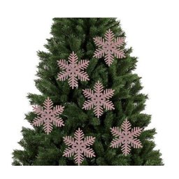 Jogo Floco de Neve Gliter Rosê Gold 18cm Enfeite Natalino 3 Peças - Yangzi - 2