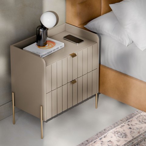 Mesa de Cabeceira Vênus 60cm Móvel 100% em Mdf Praticidade Ao Lado da Cama com 2 Gavetas 