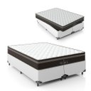 Ver imagem 1 de Cama Box Queen Bipartido + Colchão Paris Molas Ensacadas Pocket - 61x158x198cm - e-Shop Casa - Couro