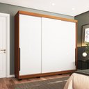 Ver imagem 1 de Guarda-roupa Casal Madrid 3 Portas 4 Gavetas Branco/freijó - Politorno