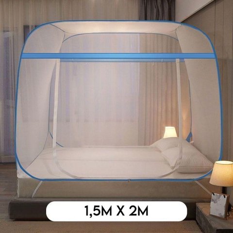 Mosquiteiro Tenda Dobrável Poliéster 150cm x 200cm Azul Oem