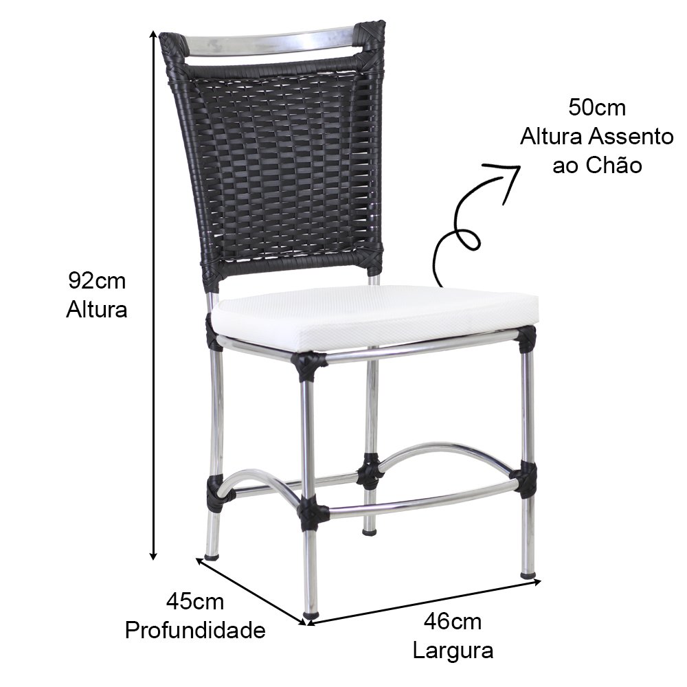 Cadeira em Alumínio e Fibra Sintética JK para Cozinha, Edícula - Preto - 3
