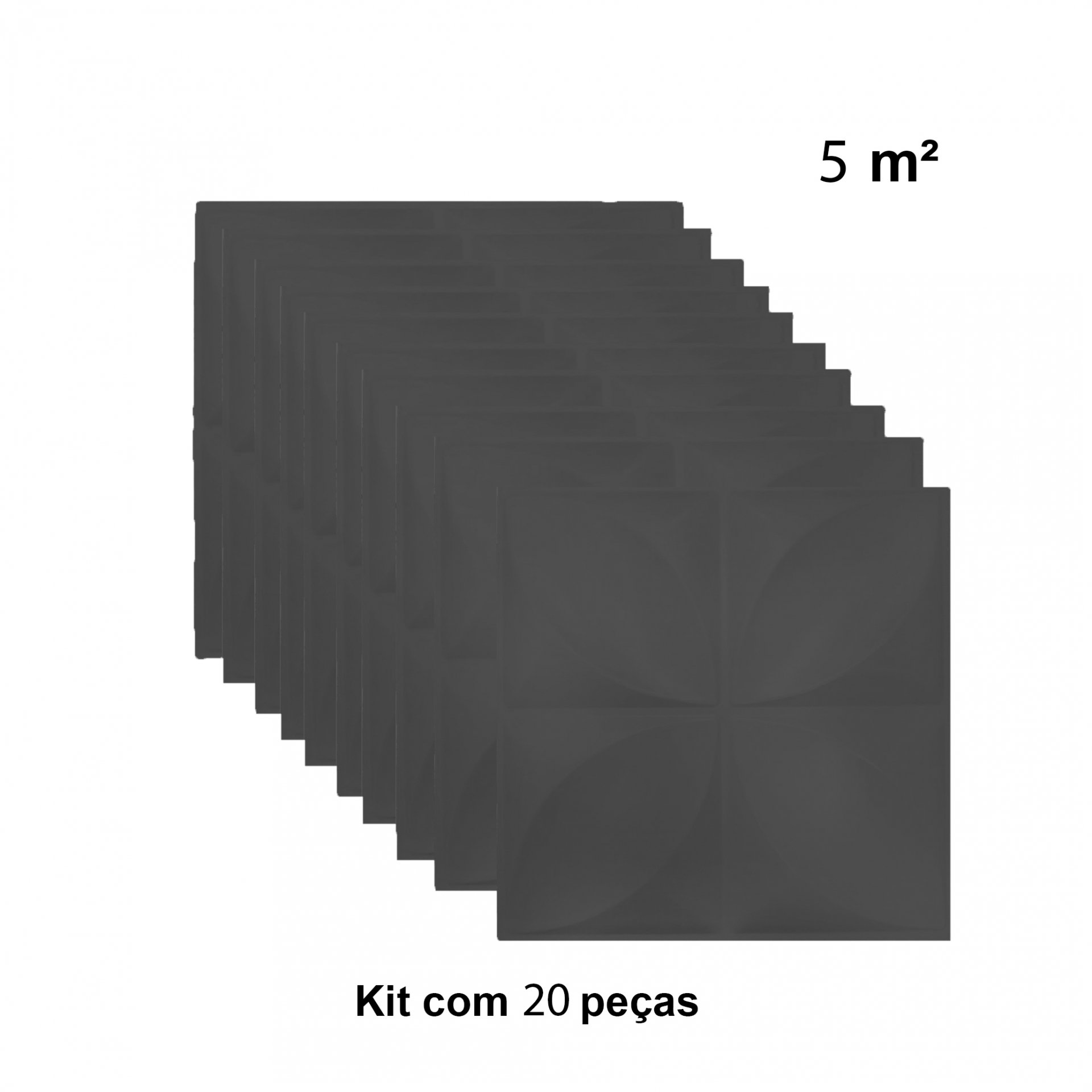 Kit 20 Placas Decorativas 3D Pétalas Preto 50x50 cm - 5