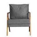 Ver imagem 3 de Kit 2 Poltronas Decorativa Mona Madeira Maciça Linho Cinza