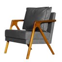Ver imagem 2 de Kit 2 Poltronas Decorativa Mona Madeira Maciça Linho Cinza