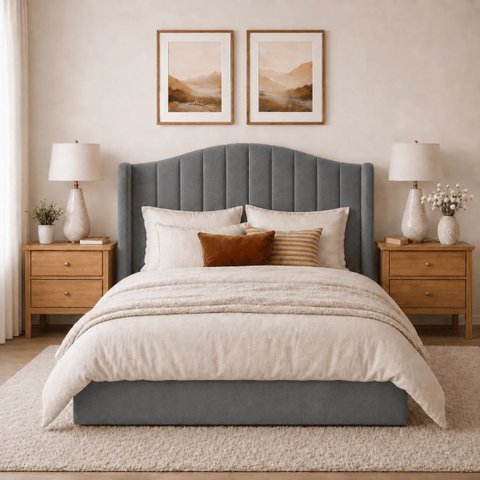 Cabeceira para Cama Box Estofada Zoe Decorativa Moderna Curva Organica Minimalista Casal 140 cm Padr