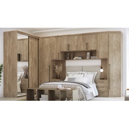 Módulo Aéreo para Cama Queen MDF Lotus Belmax:Carvalho - 6