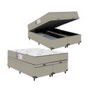 Ver imagem 1 de Baú Casal Bipartido + Colchão D33 One Face - Suede Bege - E-shop Casa