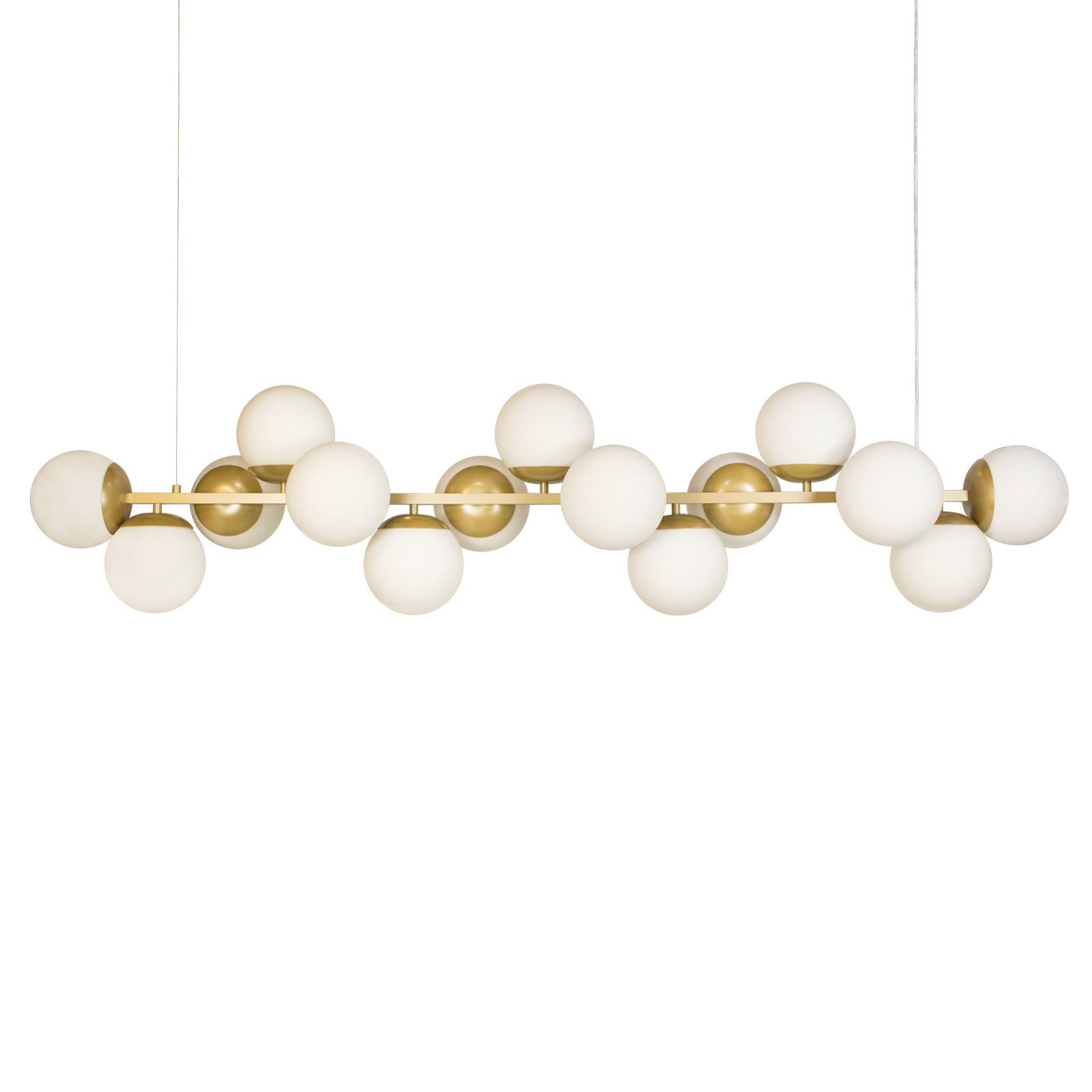 Luminária Pendente com 15 Globos de Vidro Estilo Jabuticaba Mod. Wg15.1 Wood Iluminação Dourado - 1