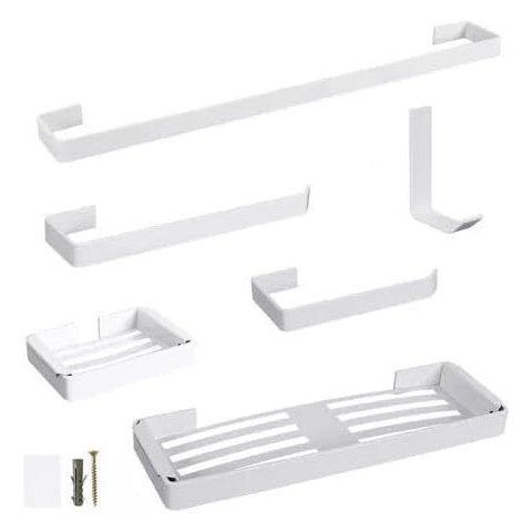 Kit Banheiro Organizador em Aço - Prático, Durável e Elegante - Branco
