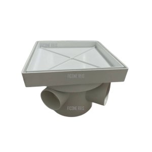 Ralo Invisível Sifonado 15x15 Branco Banheiro modelo Porcelanato Colar Piso com Caixa Sifonada 100 -