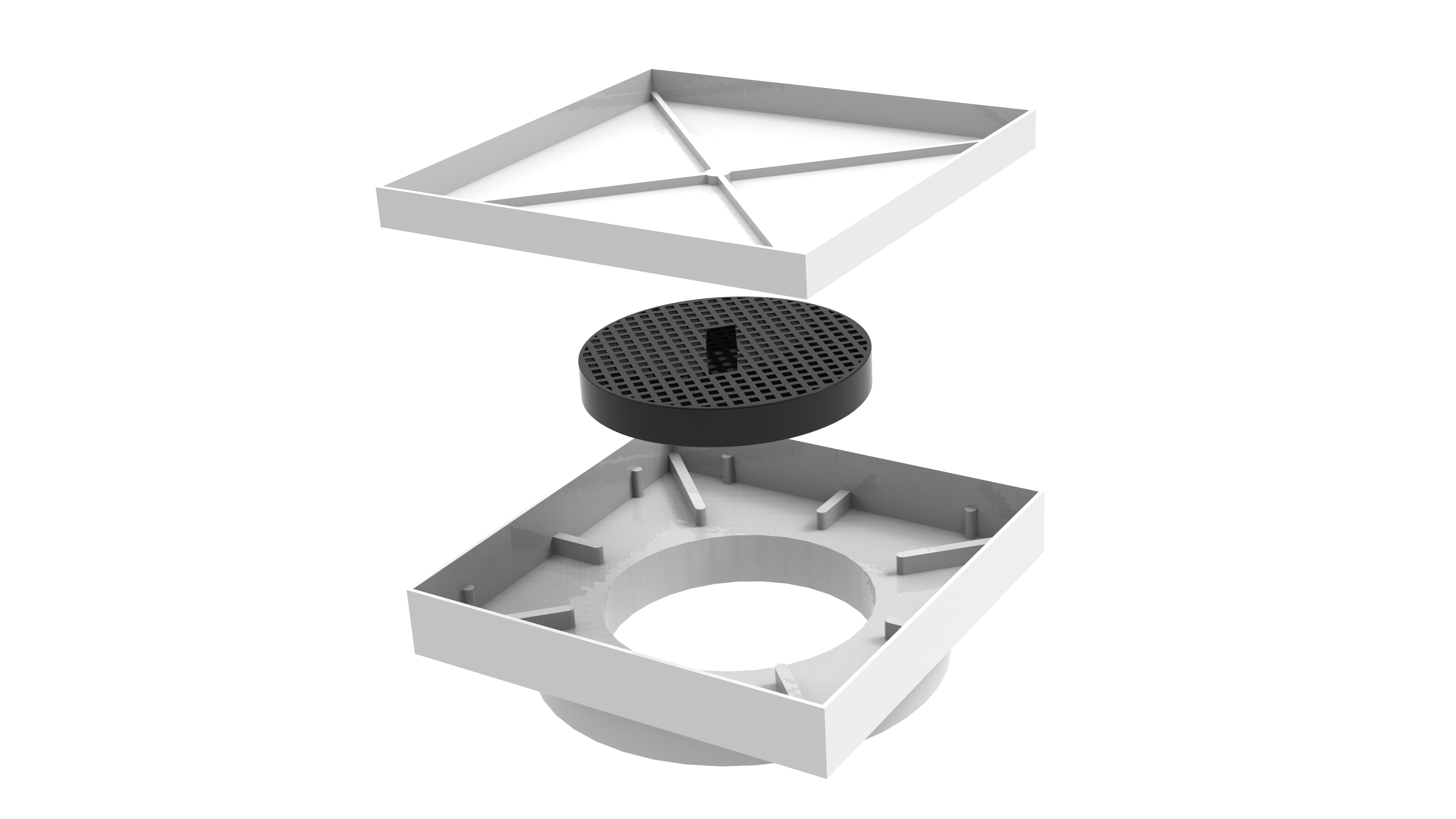 Ralo Invisível Sifonado 15x15 Branco Banheiro modelo Porcelanato Colar Piso com Caixa Sifonada 100 - - 5