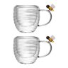 Jogo 2 Xícarasde Café Vidro Parede Dupla Abelha Lovely Bee 80ml Lyor - 1