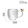 Jogo 2 Xícarasde Café Vidro Parede Dupla Abelha Lovely Bee 80ml Lyor - 3