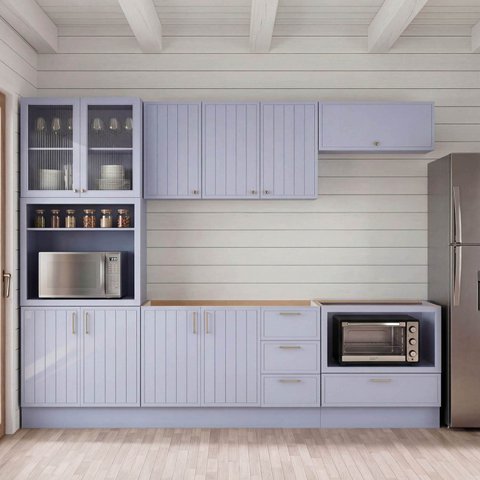 Cozinha Modulada 6 Peças sem Tampo com Cristaleira Marselha CabeCasa MadeiraOriginals