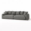 Ver imagem 2 de Sofá Cama Modular Orgânico Retrátil 4 Lugares Base Madeira Maciça 230 cm Marrocos