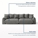 Ver imagem 6 de Sofá Cama Modular Orgânico Retrátil 4 Lugares Base Madeira Maciça 230 cm Marrocos