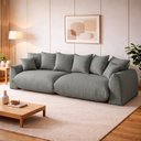 Ver imagem 1 de Sofá Cama Modular Orgânico Retrátil 4 Lugares Base Madeira Maciça 230 cm Marrocos
