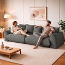 Ver imagem 4 de Sofá Cama Modular Orgânico Retrátil 4 Lugares Base Madeira Maciça 230 cm Marrocos