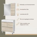 Ver imagem 3 de Gabinete de Banheiro com Cuba e Espelheira com Led 79,5cm Multimóveis Cr10131 Branco/legno Crema