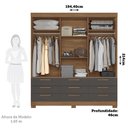 Ver imagem 4 de Guarda-roupa Casal 3 Portas de Correr 9 Gavetas 194,40cm Morretes Santos Andirá