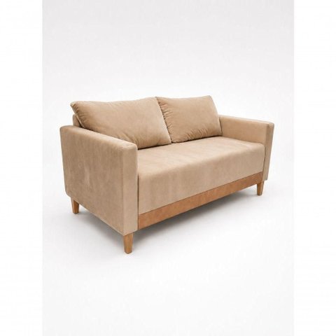 Sofá Living Austin 2 Lugares 160cm Bege Veludo Lojas Curitibanas