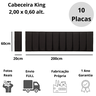 Cabeceira King Linho Preto Placa Modulada Estofada Ripada Adesiva - 5