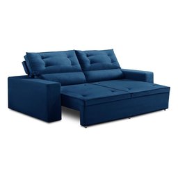 Sofá Retrátil e Reclinável 2 lugares com Molas 1,50m Laisa Suede Azul Madelina Decor - 4