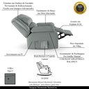 Ver imagem 3 de Poltrona do Papai Reclinável Sala de Cinema Madrid Glider Manual Giratória USB PU Cinza G23 Gran Bel