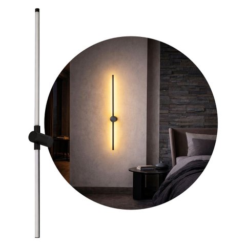 Arandela LED de Parede Lina 90cm Preta 10W 3000k 800LM Moderna Nordecor 2751 ST3290