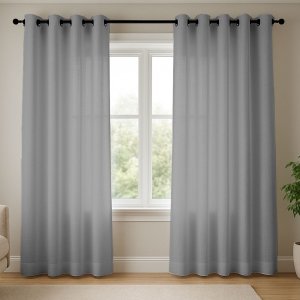 Cortina Decorativa Rustica 3,00x2,60 Sala Quarto Janela Cinza