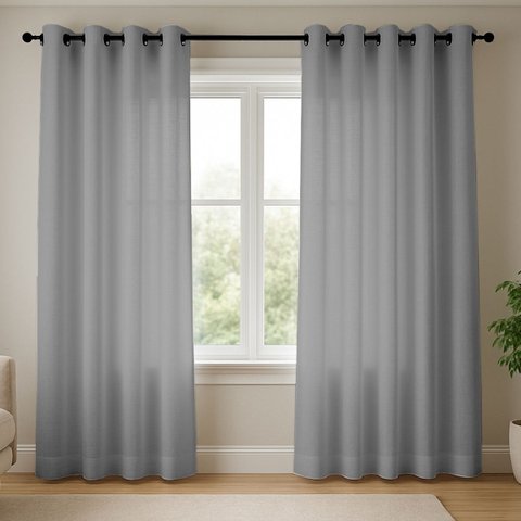 Cortina Decorativa Rustica 3,00x2,60 Sala Quarto Janela Cinza