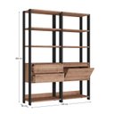 Ver imagem 4 de Estante Industrial 1 Porta 2 Gavetas 8 Prateleiras 183CMX140CM Marrom/Preto/Solanum